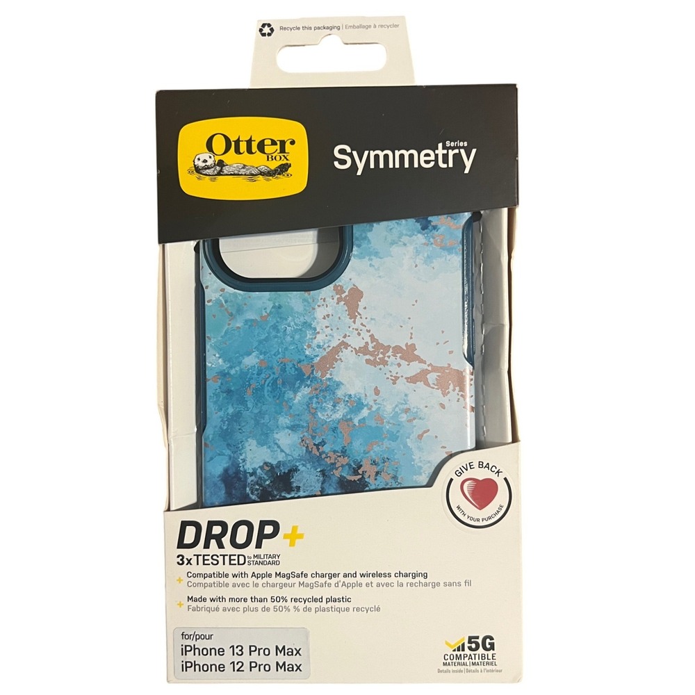 OtterBox Symmetry Case iPhone 13 12 Pro Max Enigma Marble Blue MagSafe DROP+